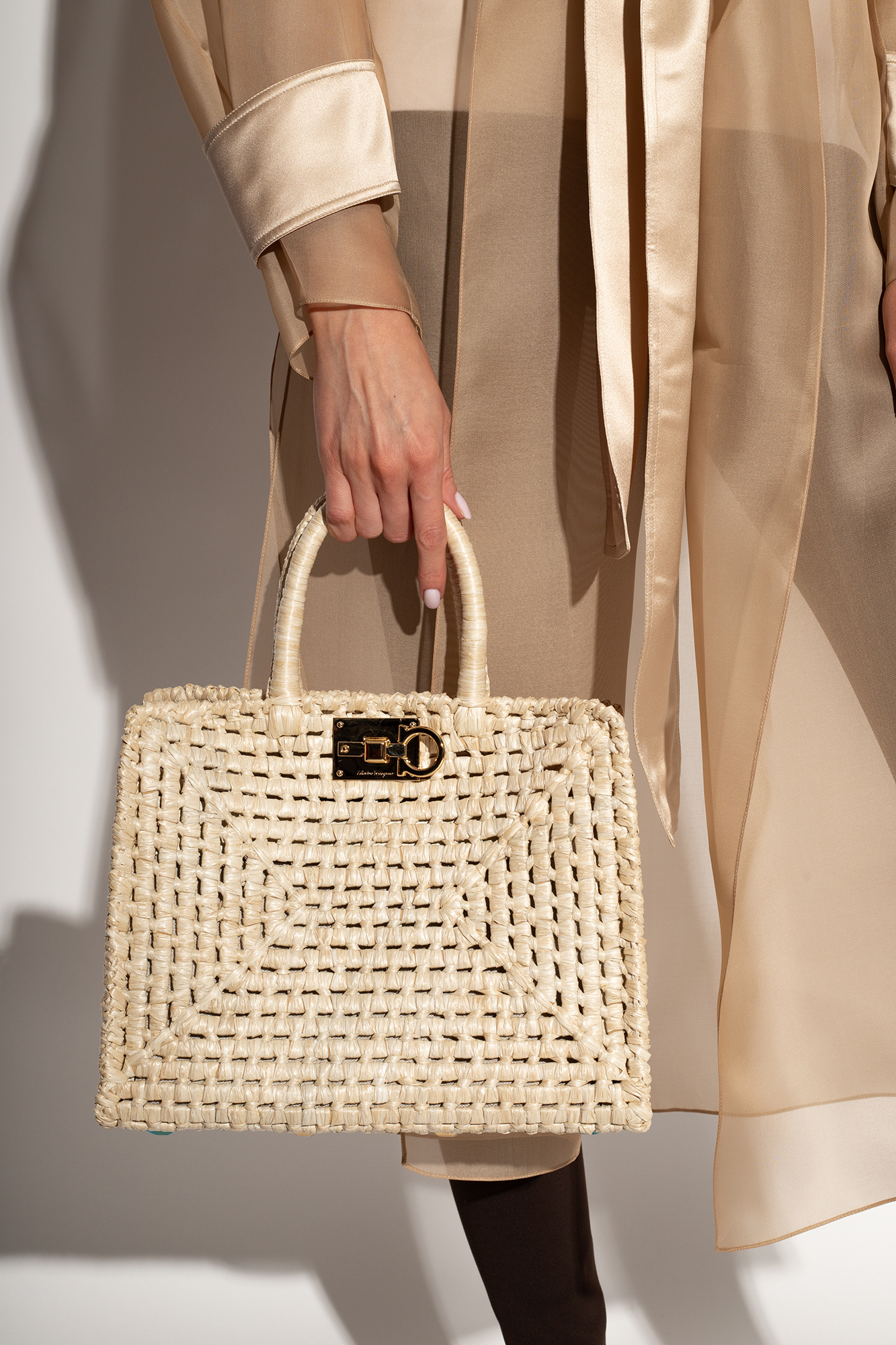 Ferragamo raffia online bag